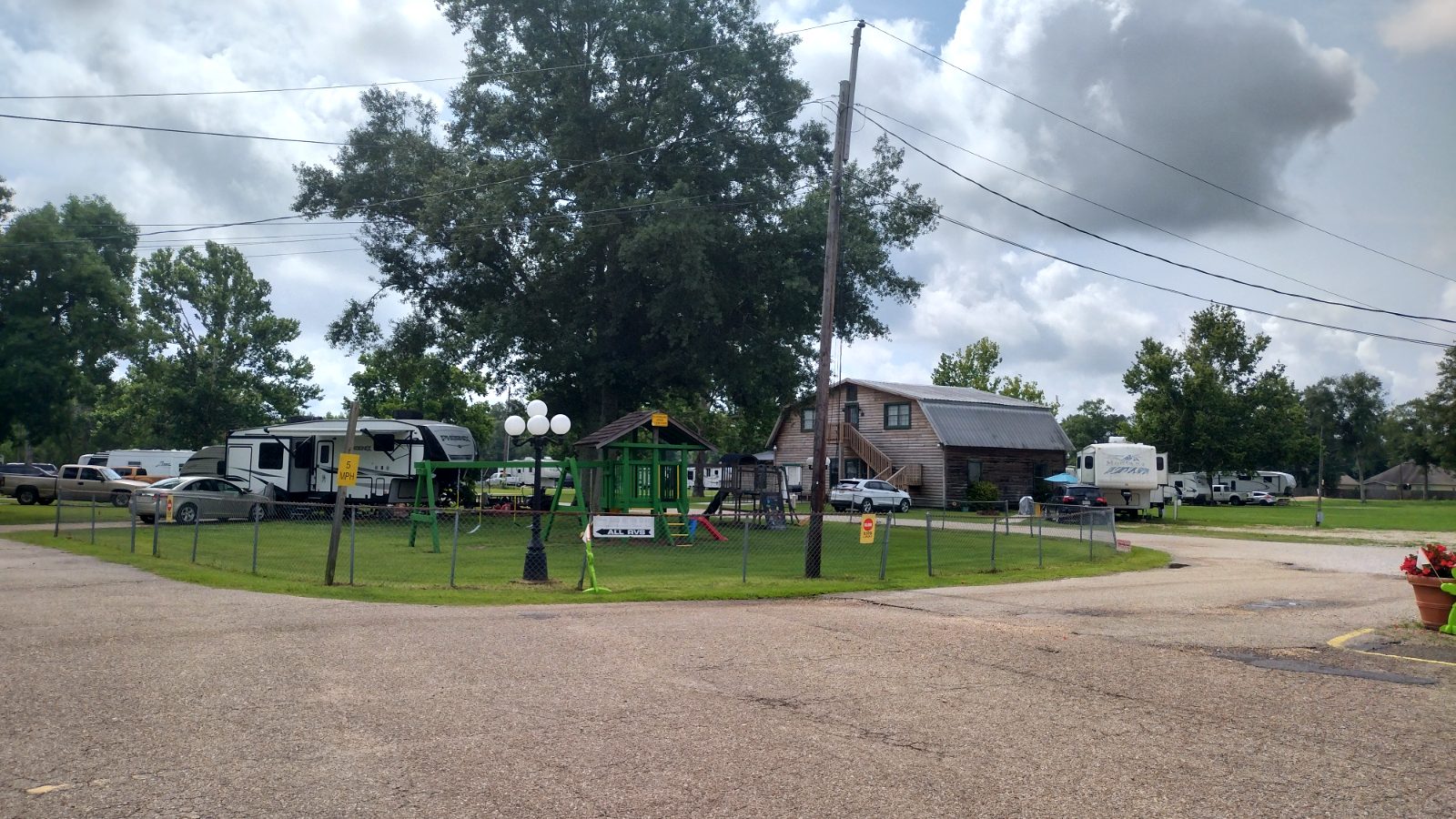 RVs parked on large pull-through sites