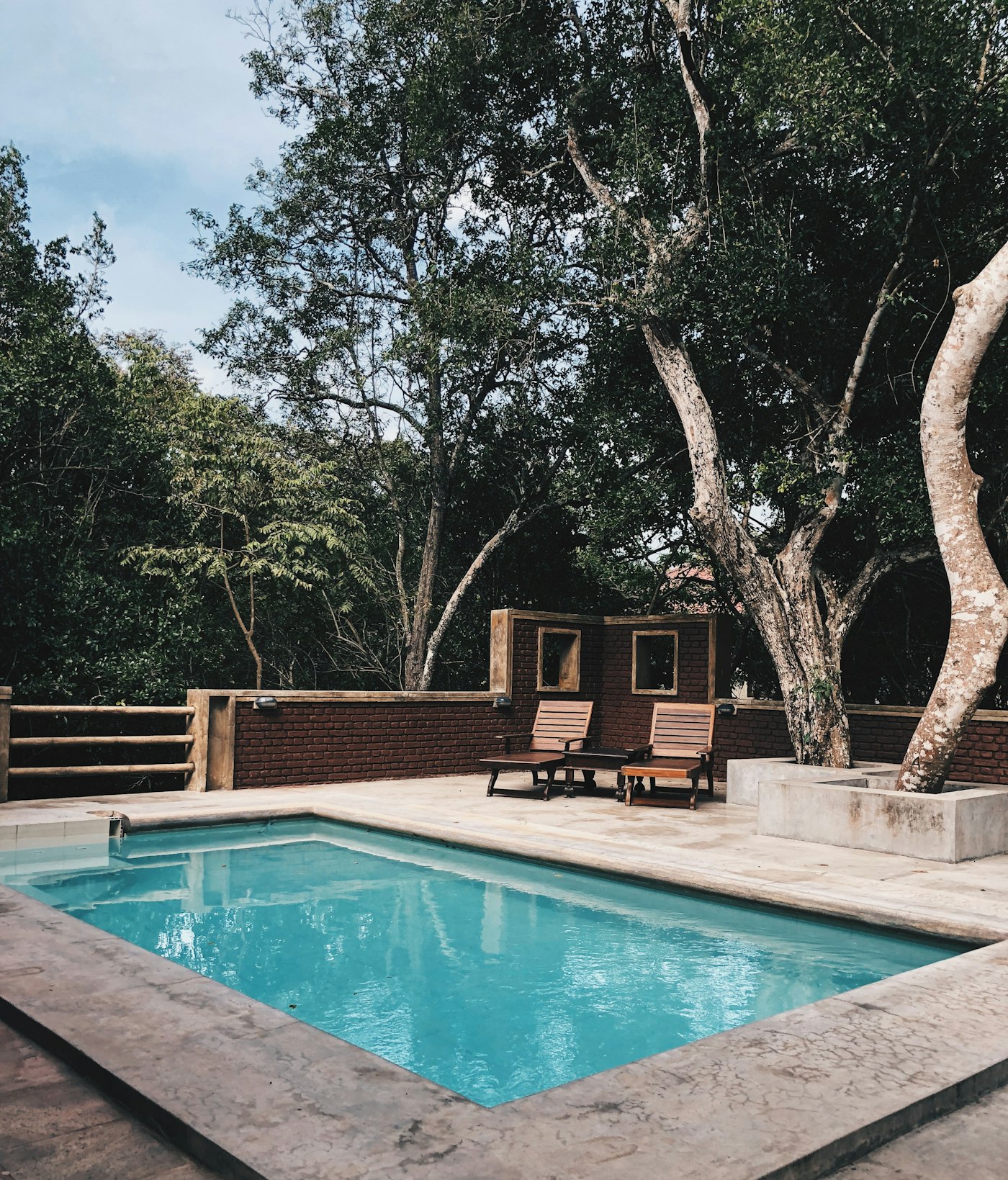 A swimming pool on a sunny day